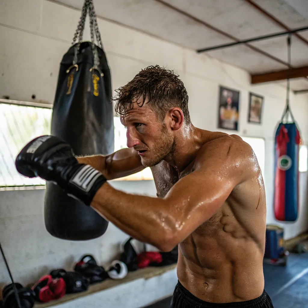 David boxing in the gym